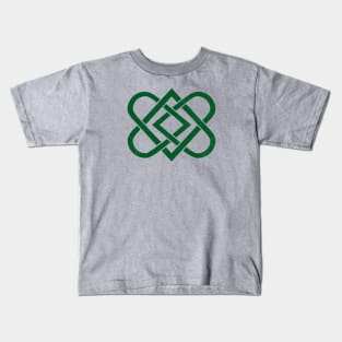 Vintage Celtic Knot Heart - St Patricks - Dark Green Kids T-Shirt